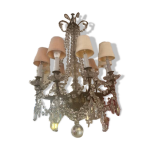 Lustre classique bronze et pampilles en cristal