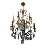 Lustre cristal et bronze 12 bras de lumire