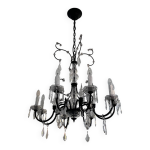 Lustre cristal à pampilles 8 branches Lustre cristal à pampilles 8 branches