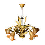 Lustre dcor de feuilles  5 tulipes de lumire