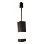 Lustre design cubique m�tal et verre vintage de chez maison arlus 1960