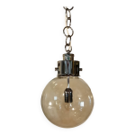 Lustre design en mtal chrom globe en verre fum