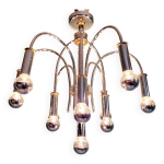 Lustre design en mtal chrom et laiton, schrder & co, annes 70
