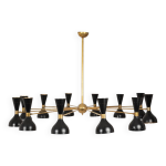 Lustre diabolo en laiton patin et laqu noir. contemporain.