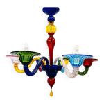 Lustre blouissant en verre de murano multicolore des annes 1980 artisanat italien