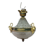 Lustre empire en bronze et cristal