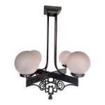 Lustre d'poque 1930 art dco fer forg et boules verre granit