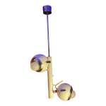 Lustre eyeball annes 60, 3 globes blancs, aluminor