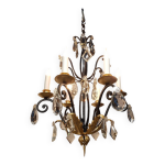 Lustre fer forg dorure  la feuille d'or