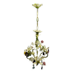 Lustre en fer forgé et porcelaine Lustre en fer forgé et porcelaine
