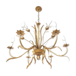 Lustre feuilles et fleurs en m�tal dor�