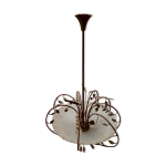 Lustre « feuilles » avec vasque opalescente Lustre « feuilles » avec vasque opalescente