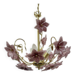 Lustre  fleurs roses en verre souffl, annes 1970