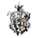 Lustre floral italien vintage en fer forg des annes 1950 peint  la main