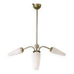 Lustre en laiton et abat - jours coniques ann�es 70