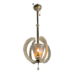 Lustre ou lanterne vnitienne en verre de murano incolore vers 1940