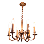 Lustre métal argenté 6 chandelles vintage 60 / 70 Lustre métal argenté 6 chandelles vintage 60 / 70