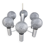Lustre mtal chrome boules verre space age sputnik midcentury annes 70