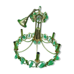 Lustre en mtal dor et verre
