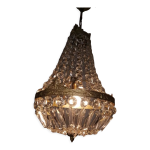 Lustre montgolfire en bronze et cristal
