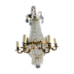 Lustre montgolfire bronze et cristal