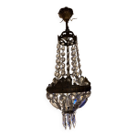 Lustre montgolfire bronze et cristal