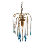 Lustre murano gouttes en cristal bleu