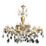 Lustre napolon iii bronze laiton cristal 18 feux fin xixme