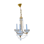 Lustre en opaline verre opalescent pampilles et guirlandes en verre murano