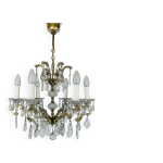 Lustre palme & walter, pampilles de cristal et laiton, années 70 Lustre palme & walter, pampilles de cristal et laiton, années 70