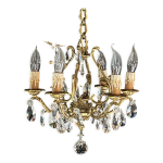 Lustre pampille ancien en bronze et en cristal