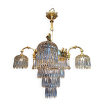 Lustre  pampilles ancien cristal est bronze poque xixeme