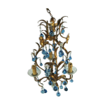 Lustre pampilles bleues a 3 feux