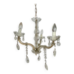 Lustre  pampilles en bronze et verre