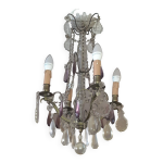 Lustre a pampilles en cristal et ses appliques