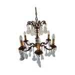 Lustre  pampilles en cristal de bohme, 6 lumires