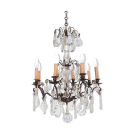 Lustre  pampille cristal et bronze 1900