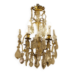 Lustre  pampilles, cristal et bronze, xixme