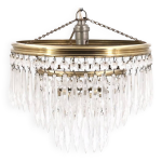 Lustre à pampilles en cristal et laiton, années 30 Lustre à pampilles en cristal et laiton, années 30