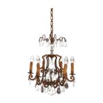 Lustre pampilles doré époque fin xixème 6 feux Lustre pampilles doré époque fin xixème 6 feux