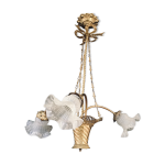 Lustre panier en bronze  3 lumires