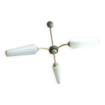 Lustre pur style art dco avec ses 3 lampes en pte de verre