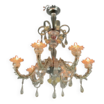 Lustre rezzonico en verre de murano, 6 bras de lumire, venise