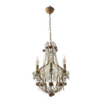 Lustre rose vintage en cristal