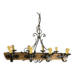 Lustre rustique en bois et mtal