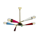 Lustre spoutnik italien en laiton, années 1950 Lustre spoutnik italien en laiton, années 1950