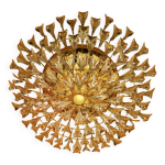 Lustre stilkronen en laiton plaqu� or et cristal, italie, ann�es 1970