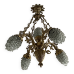 Lustre au style baroque murano bronze grappe raisins verre art dco
