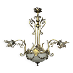 Lustre de style louis xv. bronze massif, cristal.