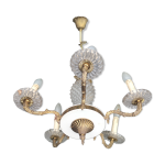 Lustre suspension ananas verre laiton 5 de style hollywood regency